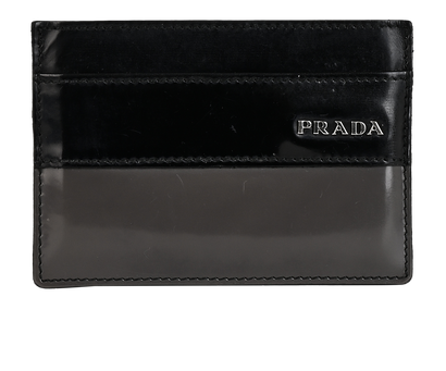Prada Logo Cardholder, &pound;70, Accessories, Black/Taupe, Leather, Front view